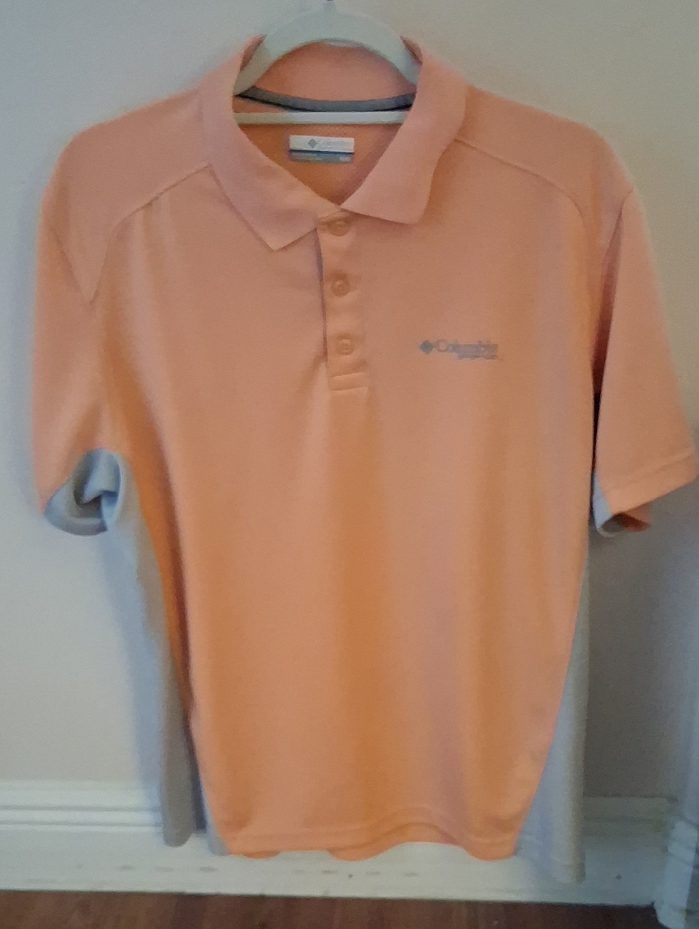 Columbia Peach and Light Gray Short Sleeve Polo